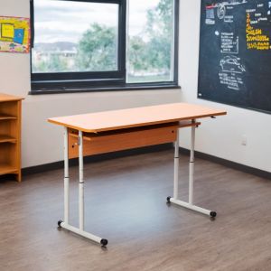 Banco scolastico doppio con struttura rotonda