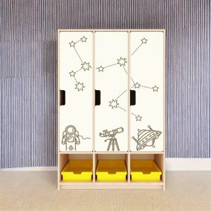 Armadio spogliatoio con 3 scomparti e stampa fotografica decorativa