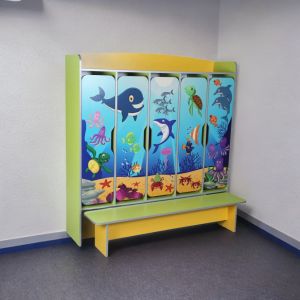 Spogliatoio „Oceano Allegro” con 5 scomparti e panca